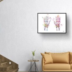 Hand Bones Anatomy Watercolour Print Hand Surgeon Medical Doctor Office Clinic Wall Art 11 paint splash medical hands landscape framed art print 40x28 living room