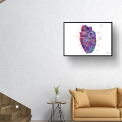 Heart Anatomy Watercolour Print Cardiologist Medical Doctor Office Clinic Wall Art 11 paint splash medical heart landscape framed art print 40x28 living room