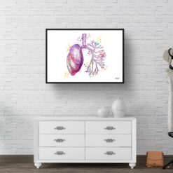 Lungs Anatomy Watercolour Print Pulmonologist Medical Doctor Office Clinic Wall Art 9 paint splash medical lungs landscape framed art print 40x28 hall