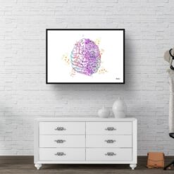Mechanical Brain AI Watercolour Print Human Neurology Medical Doctor Office Clinic Wall Art 9 paint splash medical mechanical brain landscape framed art print 40x28 hall