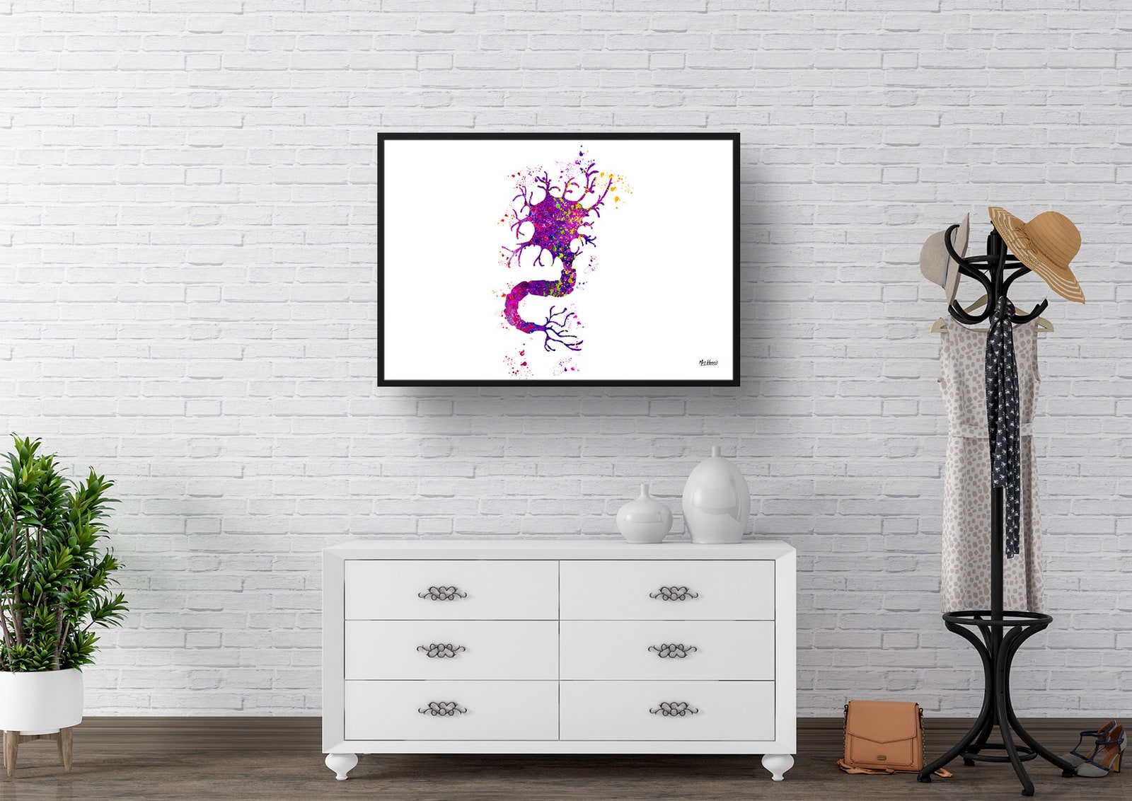 Nerve Cell Watercolour Print Human Neuroscience Medical Doctor Office Clinic Wall Art 4 Nerve Cell Watercolour Print Human Neuroscience Medical Doctor Office Clinic Wall Art - Image 2
