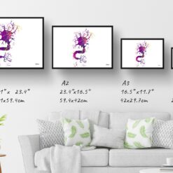 Nerve Cell Watercolour Print Human Neuroscience Medical Doctor Office Clinic Wall Art 13 paint splash medical nerve cell landscape framed art print size comparison