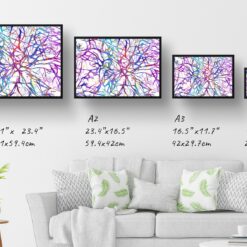 paint splash medical neurons landscape framed art print size comparison