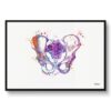 Pelvis Anatomy Watercolour Print Hip Bone Medical Doctor Office Clinic Wall Art 2 paint splash medical pelvis hip framed art print front view white