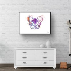 Pelvis Anatomy Watercolour Print Hip Bone Medical Doctor Office Clinic Wall Art 9 paint splash medical pelvis hip landscape framed art print 40x28 hall