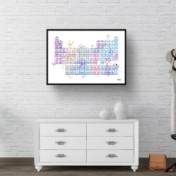 Periodic Table Of The Elements Watercolour Print Chemistry Science Lab Wall Art 9 paint splash medical periodic table landscape framed art print 40x28 hall