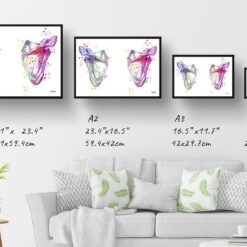 Scapula Anatomy Watercolour Print Shoulder Blade Chiropractic Doctor Office Clinic Wall Art 13 paint splash medical scapula shoulder blade landscape framed art print size comparison