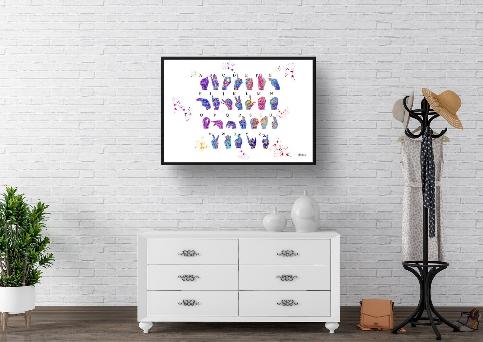 Sign Language Watercolour Print ASL Hand Signing Alphabet Medical Wall Art 4 Sign Language Watercolour Print ASL Hand Signing Alphabet Medical Wall Art - Image 2