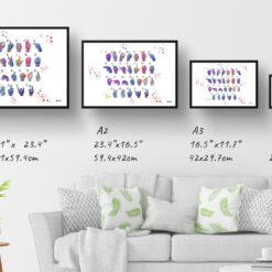 Sign Language Watercolour Print ASL Hand Signing Alphabet Medical Wall Art 13 paint splash medical sign language landscape framed art print size comparison