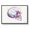 Skull & Teeth Watercolour Print Tooth Anatomy Medical Dentist Office Clinic Wall Art 2 paint splash medical skull framed art print front view white