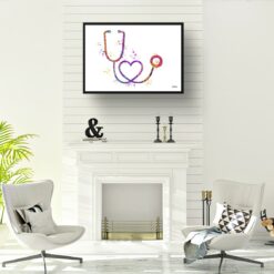 Stethoscope Watercolour Print Medical Tools Nurse & Doctor Office Clinic Wall Art 12 paint splash medical stethoscope landscape framed art print a4 office