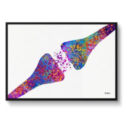 Synapse Receptor Watercolour Print Human Nerve Cell Neurology Medical Doctor Office Clinic Wall Art