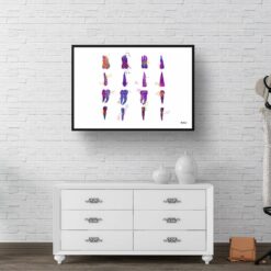 Teeth Set Watercolour Print Tooth Anatomy Chart Dental Office Clinic Wall Art 9 paint splash medical teeth set landscape framed art print 40x28 hall