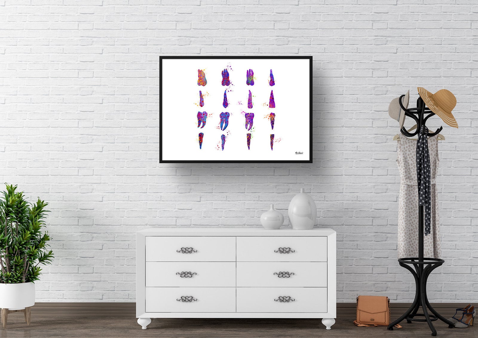 Teeth Set Watercolour Print Tooth Anatomy Chart Dental Office Clinic Wall Art 4 Teeth Set Watercolour Print Tooth Anatomy Chart Dental Office Clinic Wall Art - Image 2