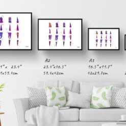 Teeth Set Watercolour Print Tooth Anatomy Chart Dental Office Clinic Wall Art 13 paint splash medical teeth set landscape framed art print size comparison