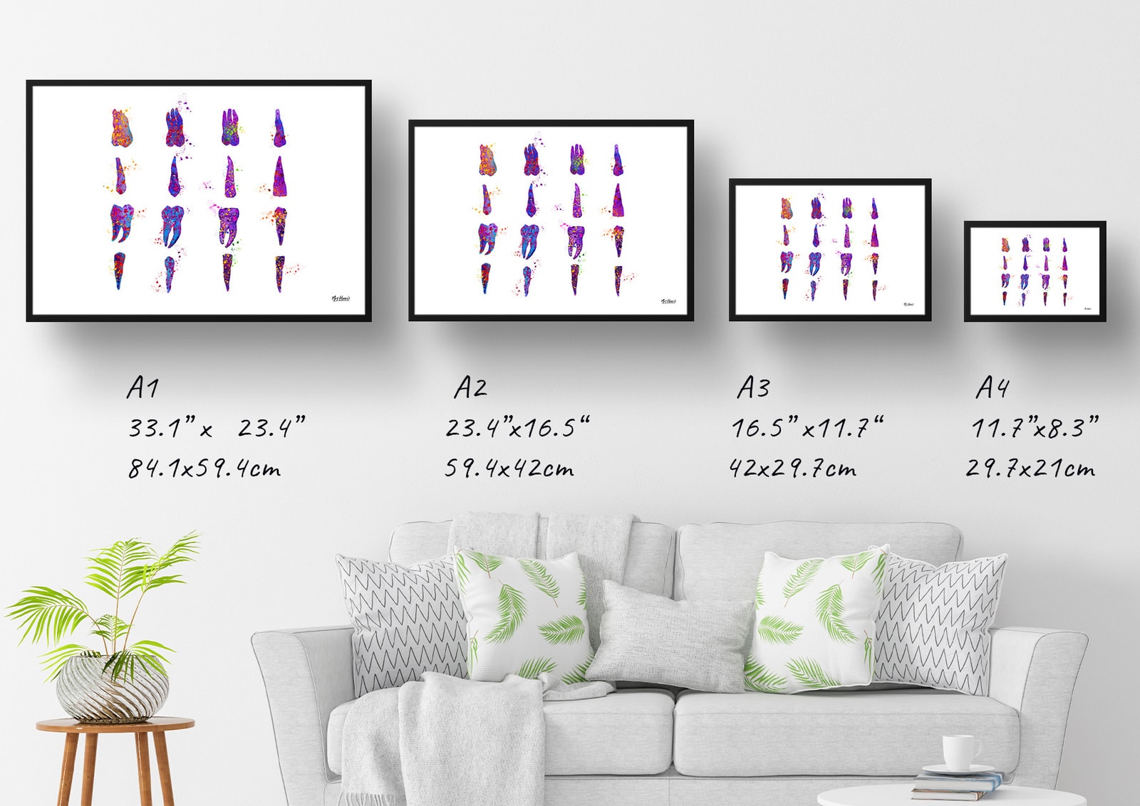 Teeth Set Watercolour Print Tooth Anatomy Chart Dental Office Clinic Wall Art 8 Teeth Set Watercolour Print Tooth Anatomy Chart Dental Office Clinic Wall Art - Image 6