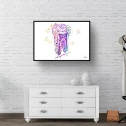 Tooth Structure Watercolour Print Tooth Cross Section Anatomy Dental Office Clinic Wall Art 8 paint splash medical tooth structure landscape framed art print 40x28 hall