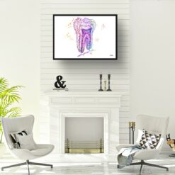 Tooth Structure Watercolour Print Tooth Cross Section Anatomy Dental Office Clinic Wall Art 11 paint splash medical tooth structure landscape framed art print a4 office
