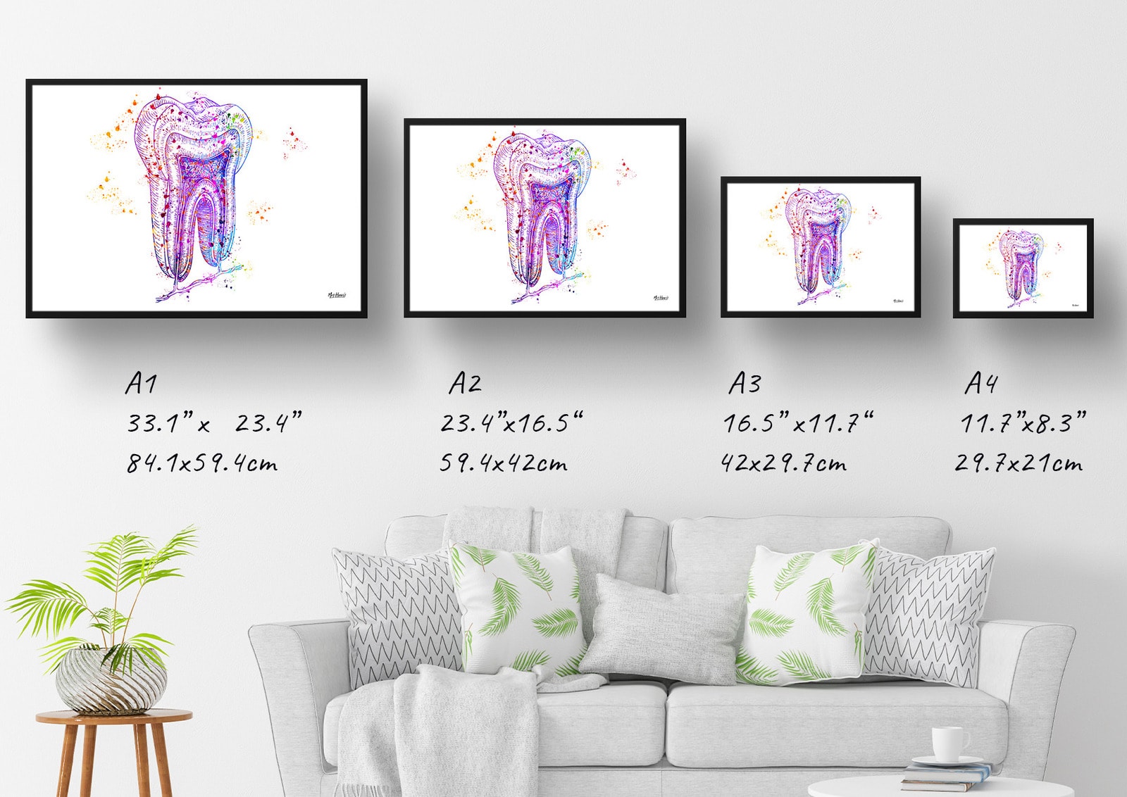 Tooth Structure Watercolour Print Tooth Cross Section Anatomy Dental Office Clinic Wall Art 7 Tooth Structure Watercolour Print Tooth Cross Section Anatomy Dental Office Clinic Wall Art - Image 6