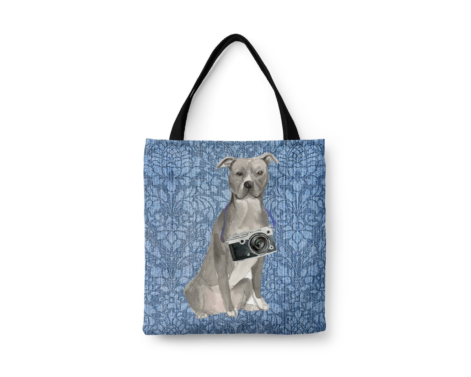 American Staffordshire terrier grey Dog Denim Style Tote Bag 19 American Staffordshire terrier grey Dog Denim Style Tote Bag - Image 17