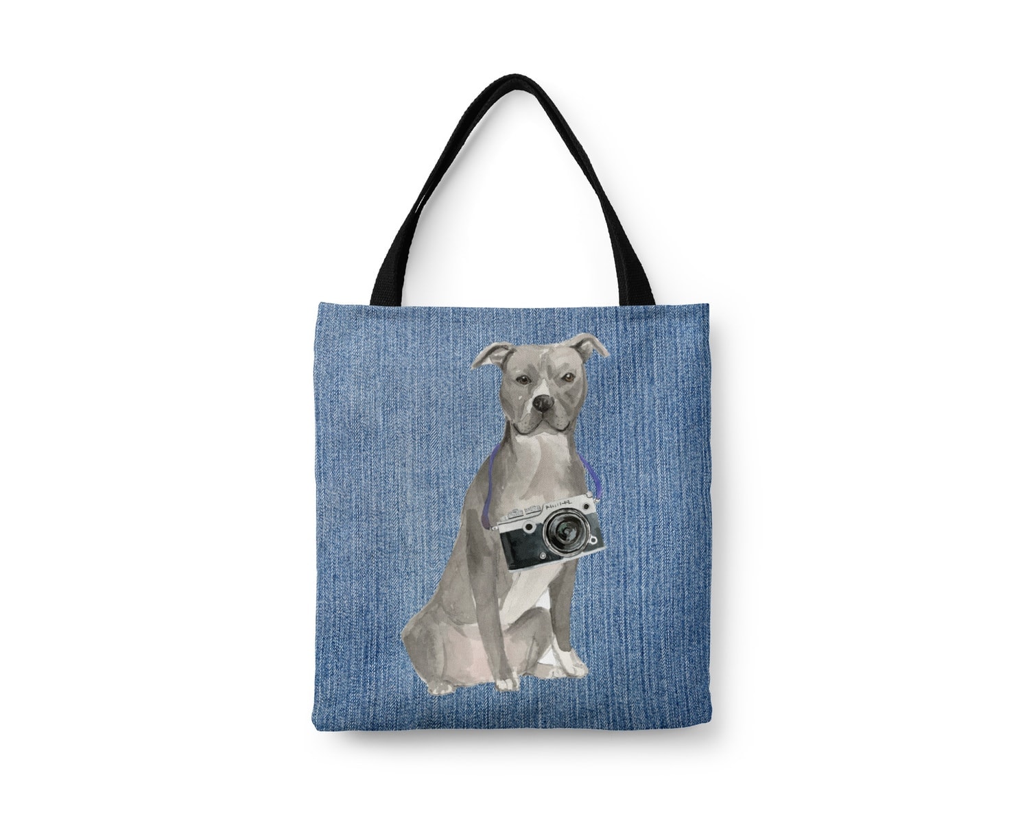 American Staffordshire terrier grey Dog Denim Style Tote Bag 20 American Staffordshire terrier grey Dog Denim Style Tote Bag - Image 18