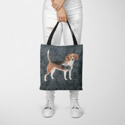 denim dogs tote beagle dark damask denim tote woman trowsers front view