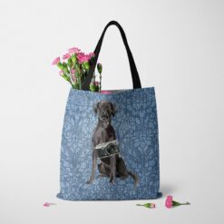 Black Lab Dog Denim Style Tote Bag 48 denim dogs tote black lab bleached damask denim tote standing carnations