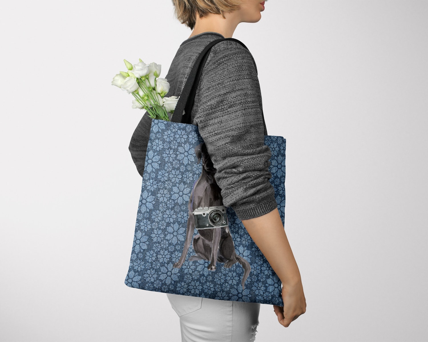 Black Lab Dog Denim Style Tote Bag 24 Black Lab Dog Denim Style Tote Bag - Image 22