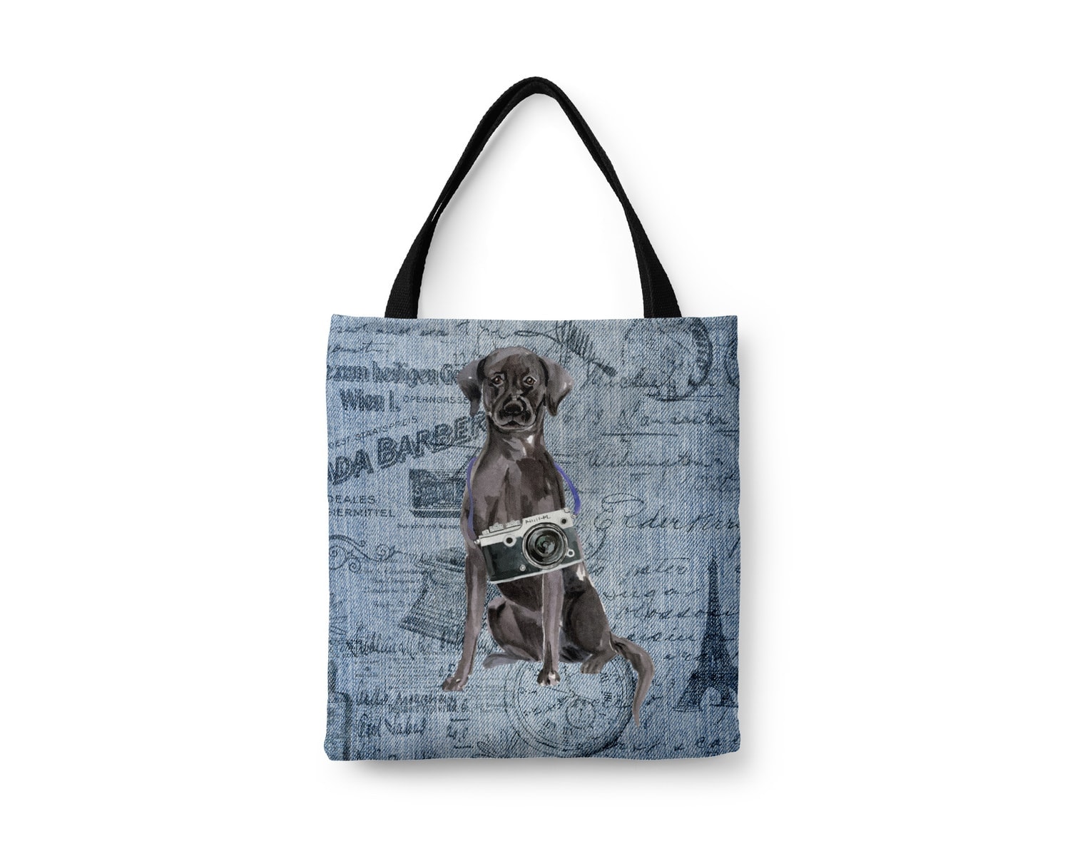 Black Lab Dog Denim Style Tote Bag 16 Black Lab Dog Denim Style Tote Bag - Image 14
