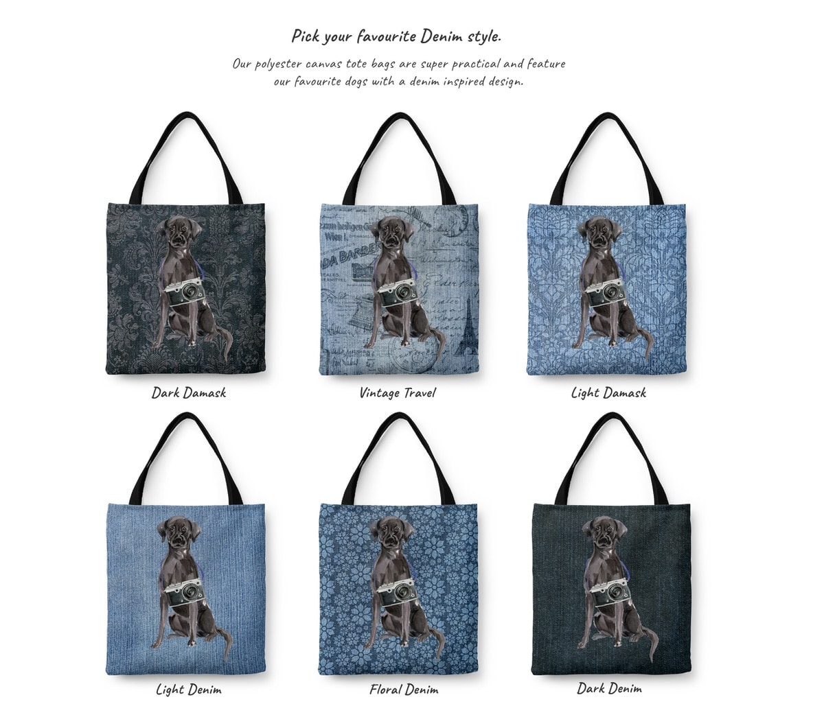 Black Lab Dog Denim Style Tote Bag 17 Black Lab Dog Denim Style Tote Bag - Image 15