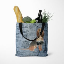 BloodHound Dog Denim Style Tote Bag 52 denim dogs tote bloodhound faded ephemera denim tote standing food
