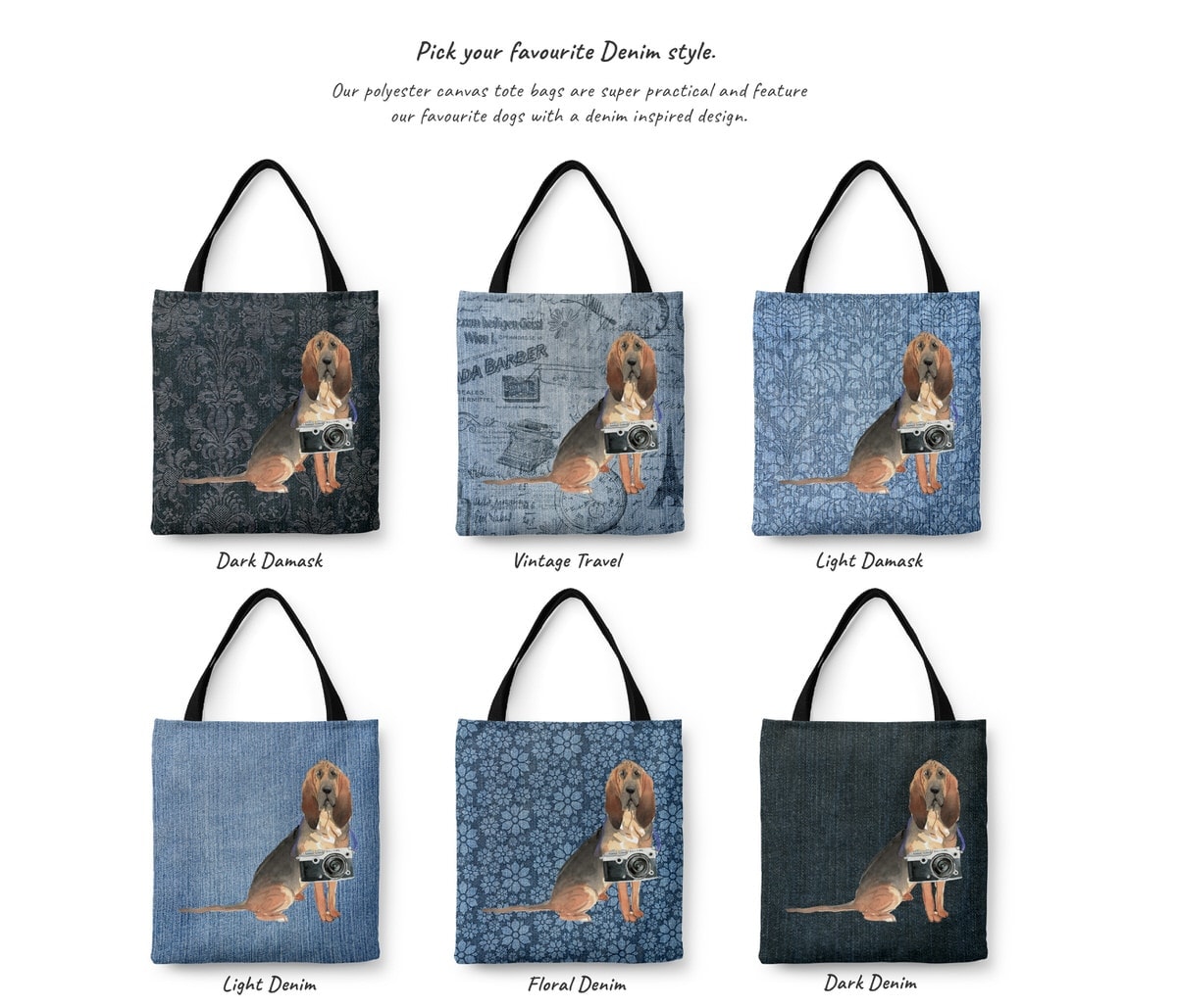 BloodHound Dog Denim Style Tote Bag 17 BloodHound Dog Denim Style Tote Bag - Image 15