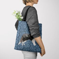 Border Collie Dog Denim Style Tote Bag 49 denim dogs tote border collie daisy denim tote woman jumper view