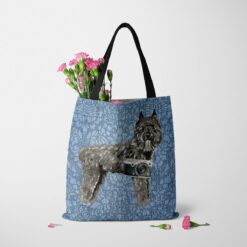 Bouvier des Flandres Dog Denim Style Tote Bag 48 denim dogs tote bouvier des flandres bleached damask denim tote standing carnations