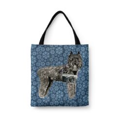 Bouvier des Flandres Dog Denim Style Tote Bag 47 denim dogs tote bouvier des flandres daisy denim front view white