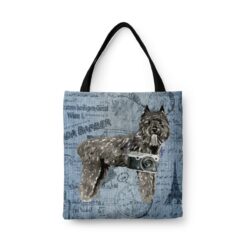 Bouvier des Flandres Dog Denim Style Tote Bag 41 denim dogs tote bouvier des flandres faded ephemera denim front view white