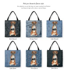 Boxer Dog Denim Style Tote Bag 42 denim dogs tote boxer variations