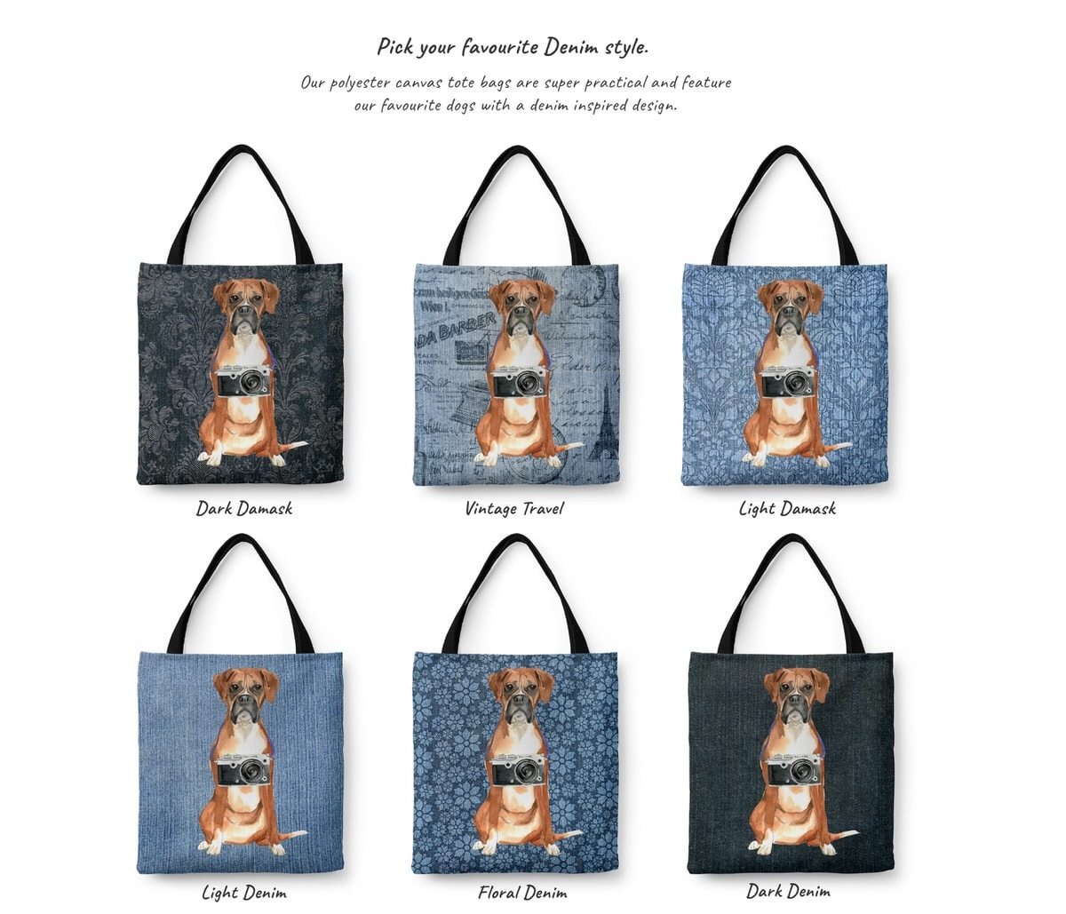 Boxer Dog Denim Style Tote Bag 17 Boxer Dog Denim Style Tote Bag - Image 15