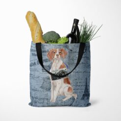 denim dogs tote brittany faded ephemera denim tote standing food