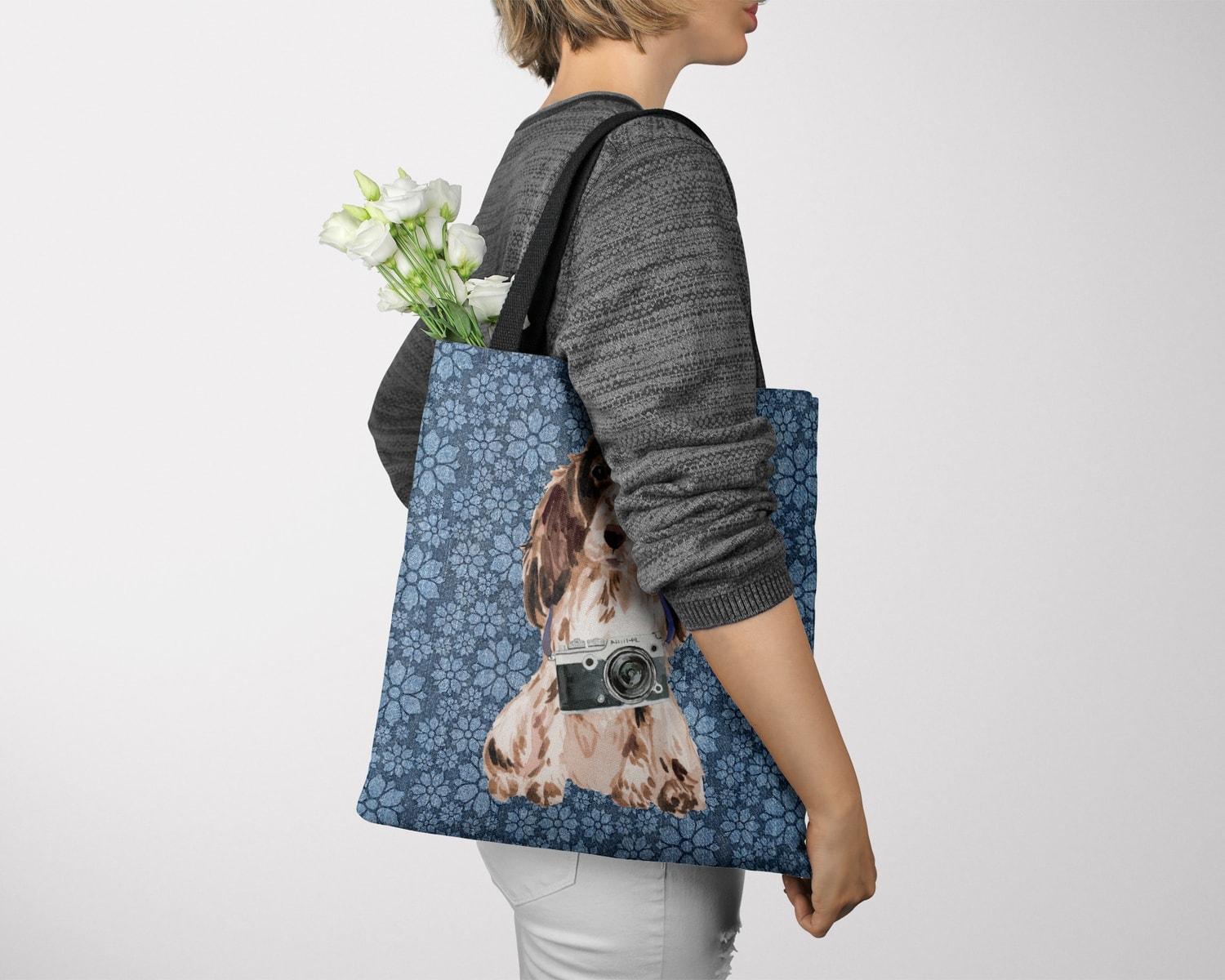 Brown Cocker Spaniel Dog Denim Style Tote Bag 24 Brown Cocker Spaniel Dog Denim Style Tote Bag - Image 22