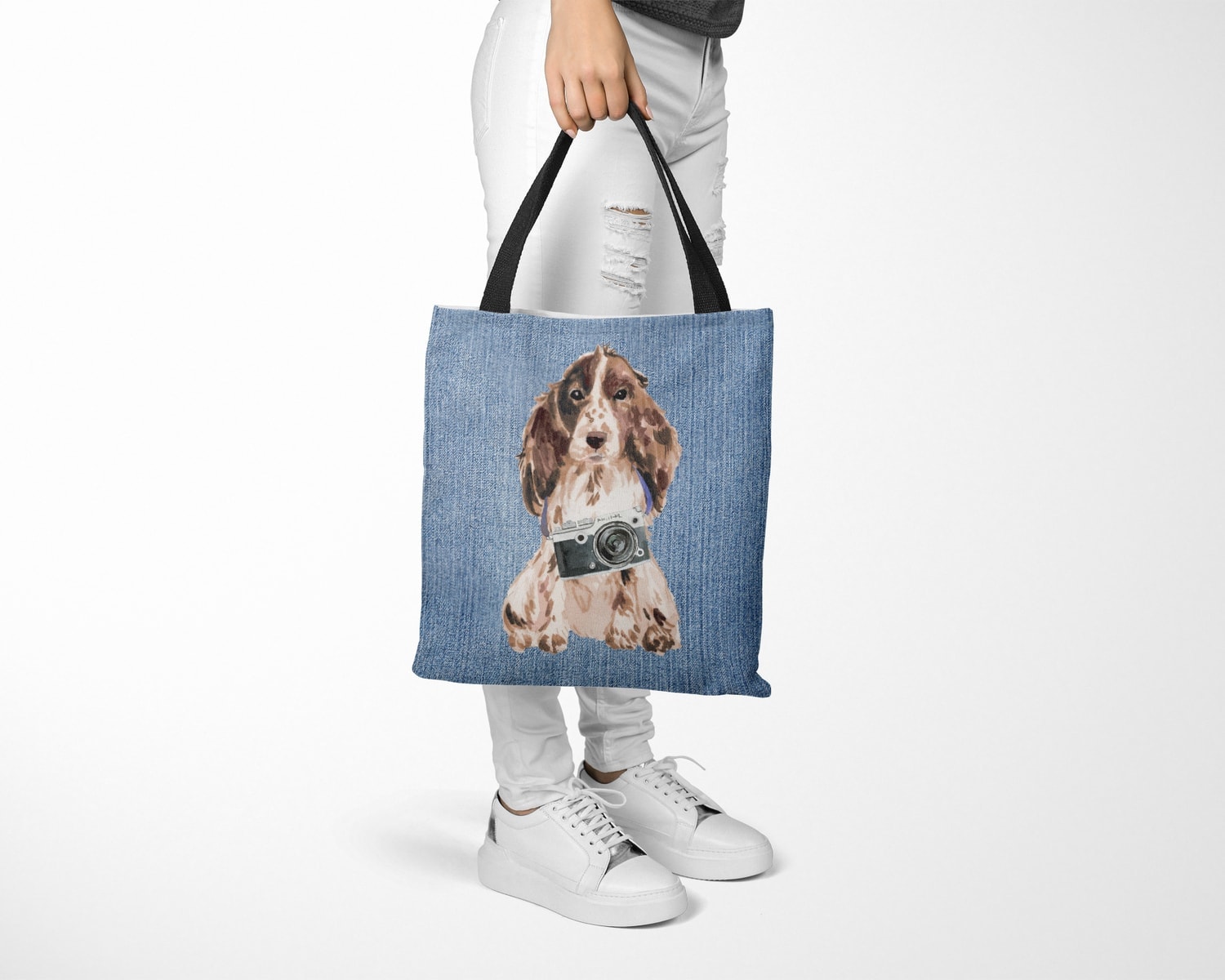 Brown Cocker Spaniel Dog Denim Style Tote Bag 28 Brown Cocker Spaniel Dog Denim Style Tote Bag - Image 26