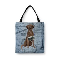 Brown Labrador retriever Dog Denim Style Tote Bag 41 denim dogs tote brown labrador retriever faded ephemera denim front view white