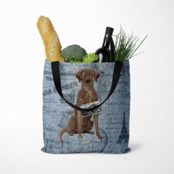 Brown Labrador retriever Dog Denim Style Tote Bag 52 denim dogs tote brown labrador retriever faded ephemera denim tote standing food