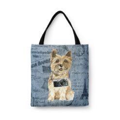 denim dogs tote cairn terrier faded ephemera denim front view white