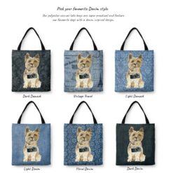 denim dogs tote cairn terrier variations