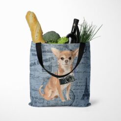 Chihuahua Dog Denim Style Tote Bag 52 denim dogs tote chihuahua faded ephemera denim tote standing food
