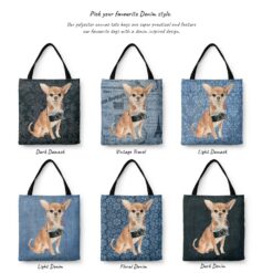 Chihuahua Dog Denim Style Tote Bag 42 denim dogs tote chihuahua variations