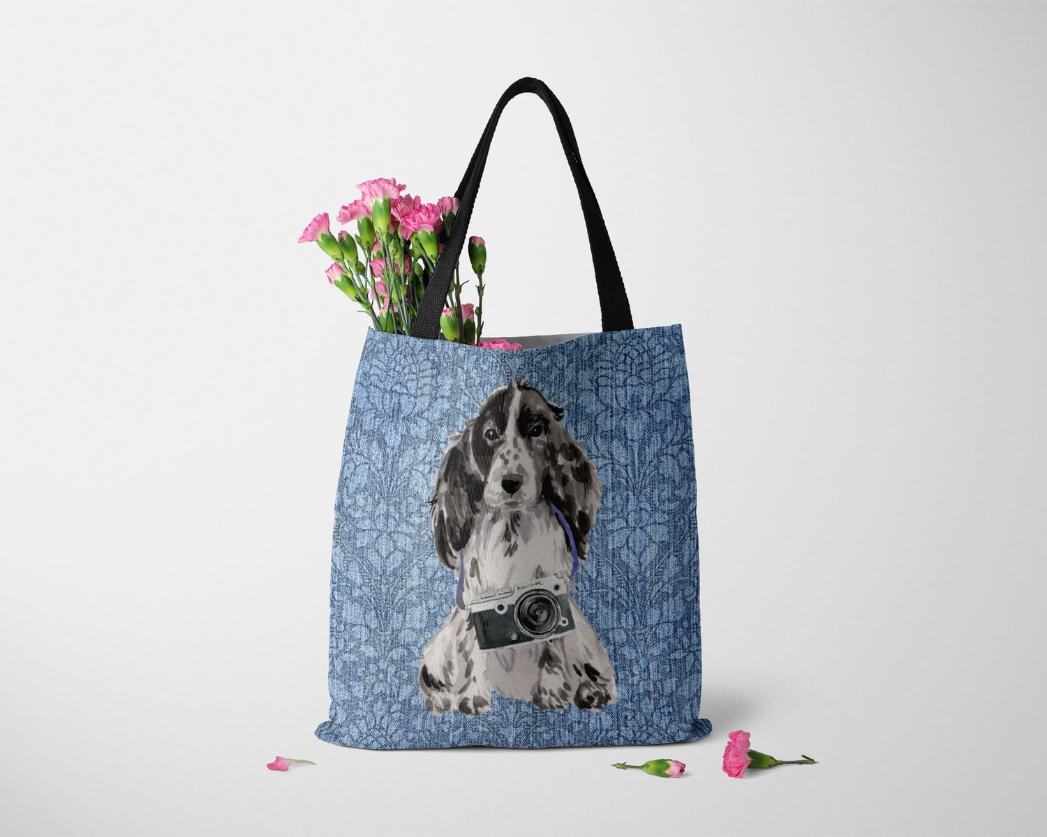 Cocker Spaniel Dog Denim Style Tote Bag 23 Cocker Spaniel Dog Denim Style Tote Bag - Image 21
