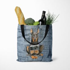 Doberman Dog Denim Style Tote Bag 52 denim dogs tote doberman faded ephemera denim tote standing food
