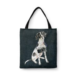 denim dogs tote english pointer dark denim front view white